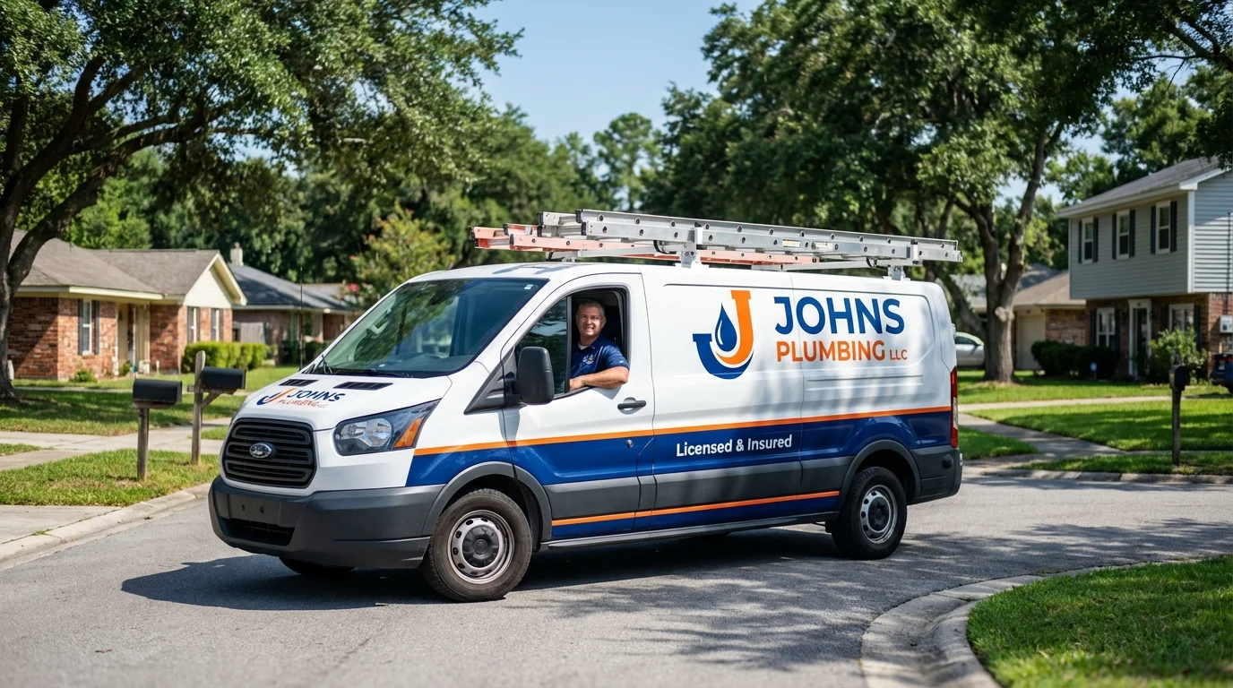 Johns Plumbing LLC service van in Mountain View, HI